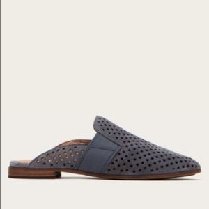 Frye Perforated Gray Suede “Terri” Mule